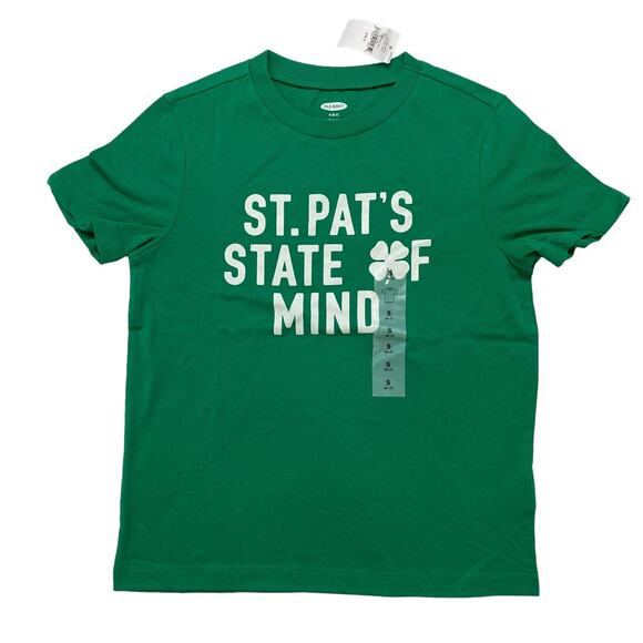 OLD NAVY *NEW* St Patrick's Day St Pat's State of Mind Green Tee Small 6-7 Kid - Picture 1 of 4